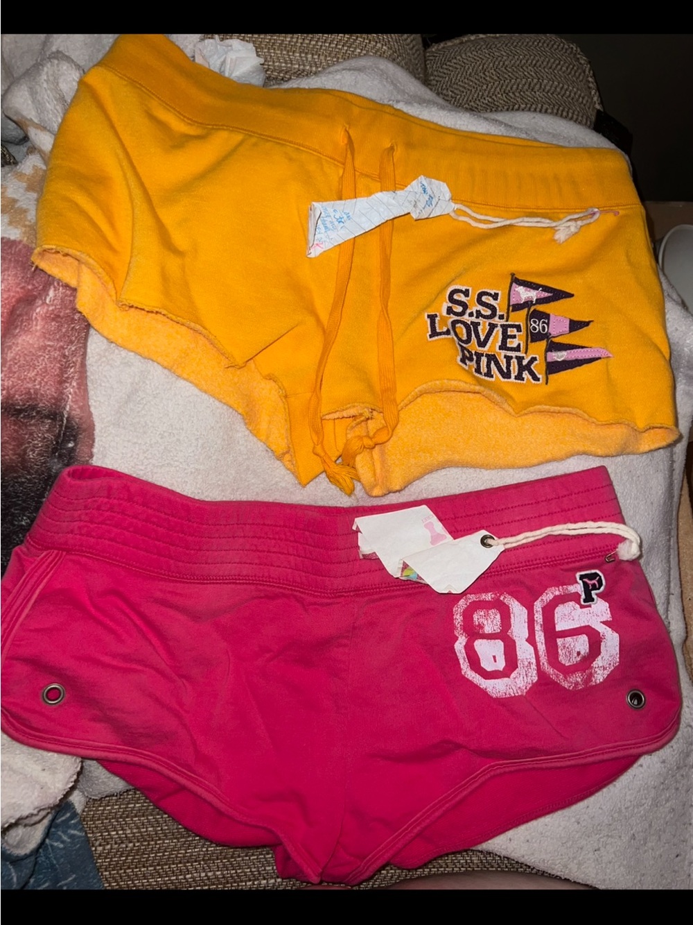 PINK Victoria's Secret Girls' Bright Yellow & Hot Pink Shorts Duo